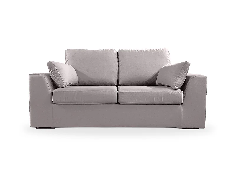 Canapé 2 pl TRESSIN 170 cm fixe tissu coton Gris Clair - 100% déhoussable - Fab. France