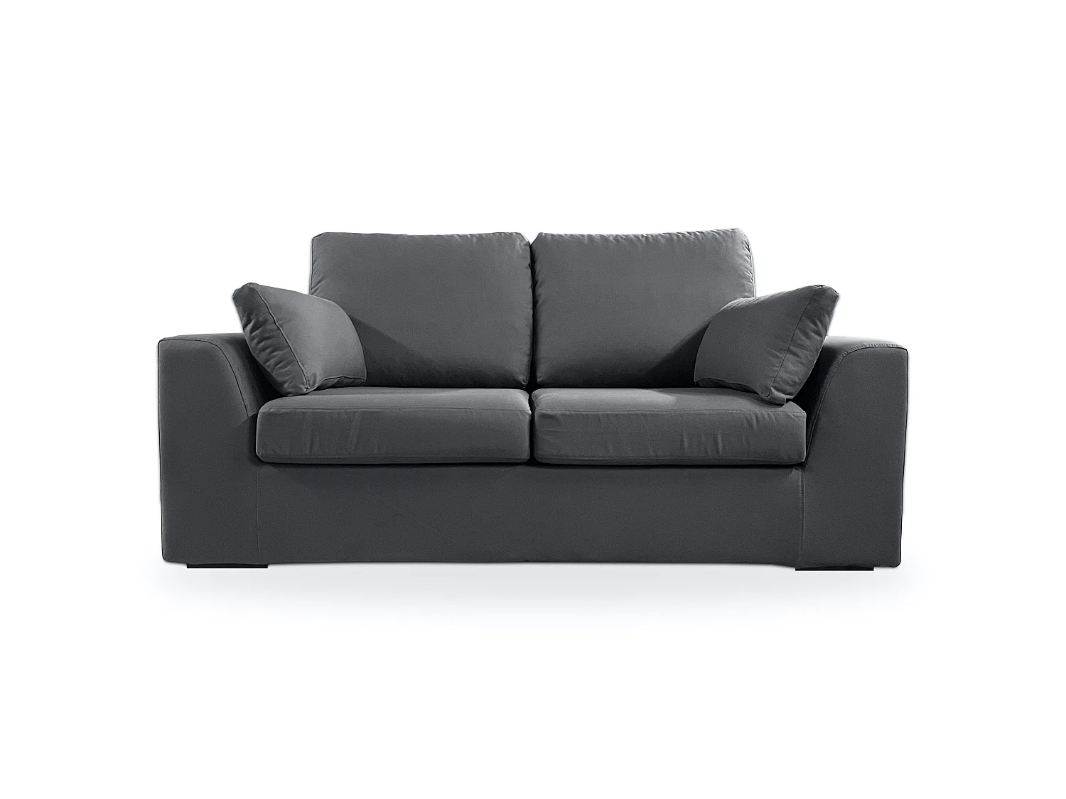Canapé 2 pl TRESSIN 170 cm fixe tissu coton Anthracite - 100% déhoussable - Fab. France