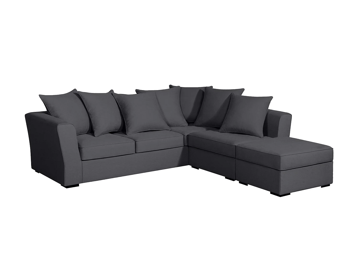Canapé d'angle YSER fixe 240 x 236 cm Tradition Anthracite - 100% déhoussable - Fab. en France