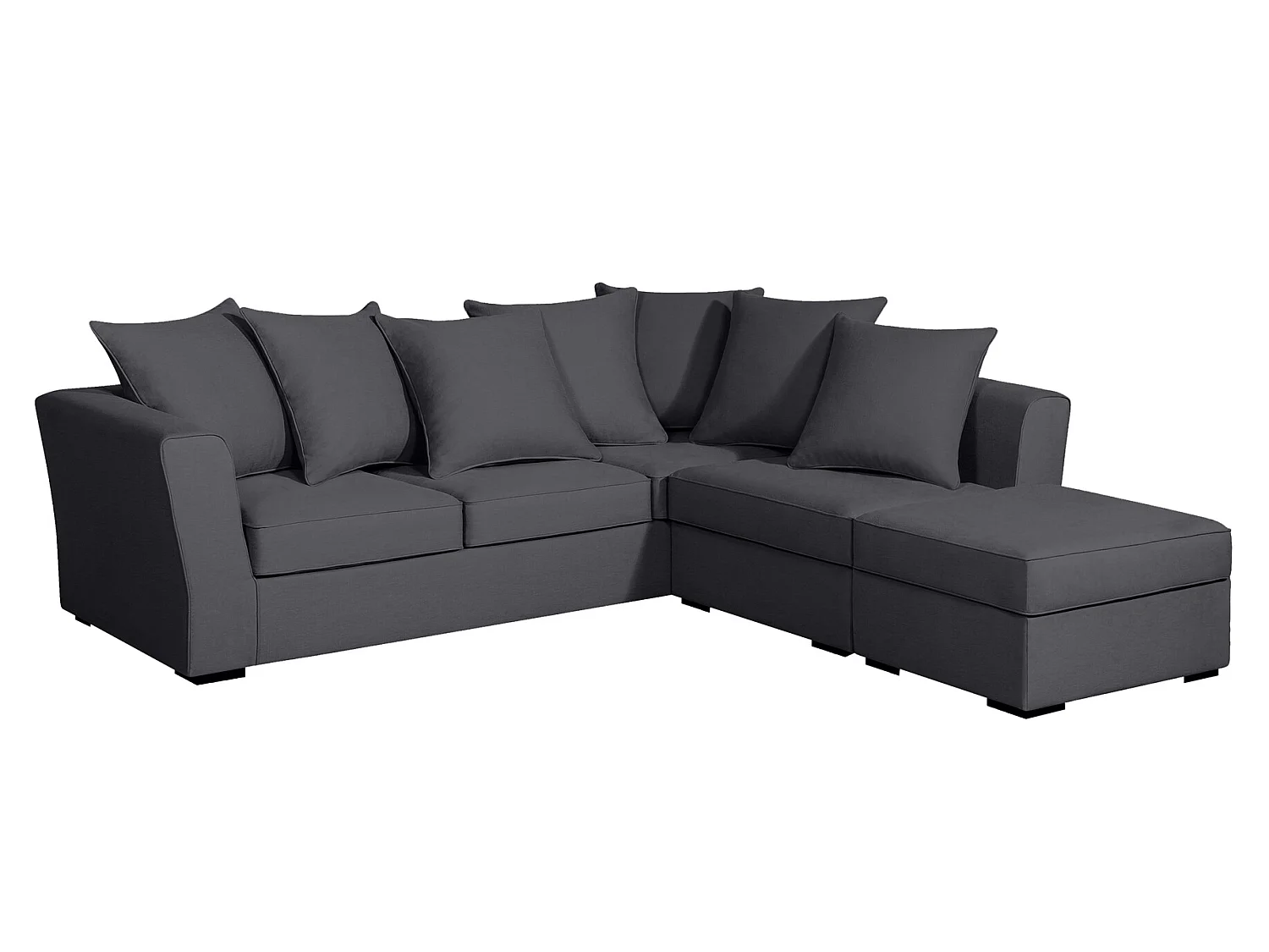 Canapé d'angle YSER fixe 240 x 236 cm Tradition Anthracite - 100% déhoussable - Fab. en France