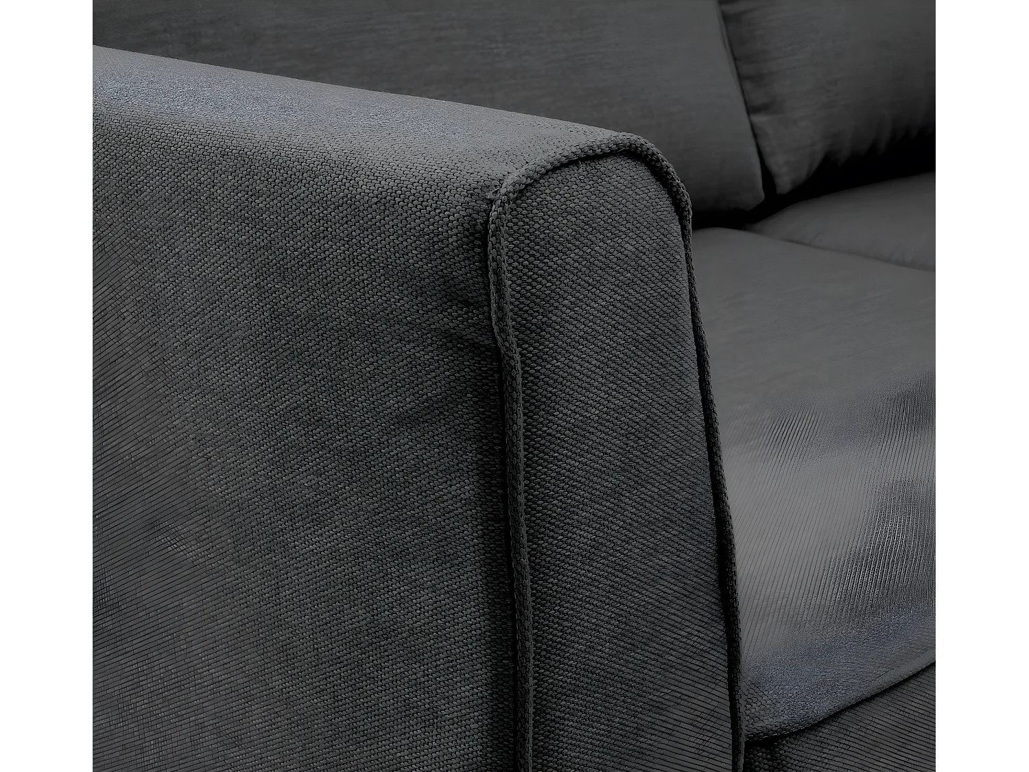 Canapé d'angle ESCAUT fixe 225 x 237 cm Tradition Anthracite - 100% déhoussable - Fab. en France