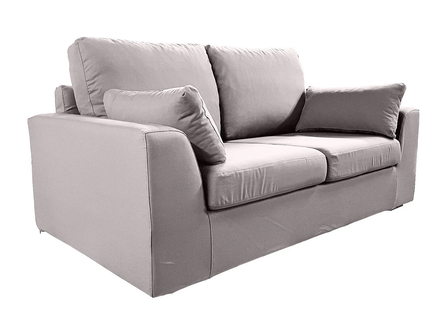 Canapé 4 pl TRESSIN 170 cm fixe tissu coton Gris Clair - 100% déhoussable - Fab. France