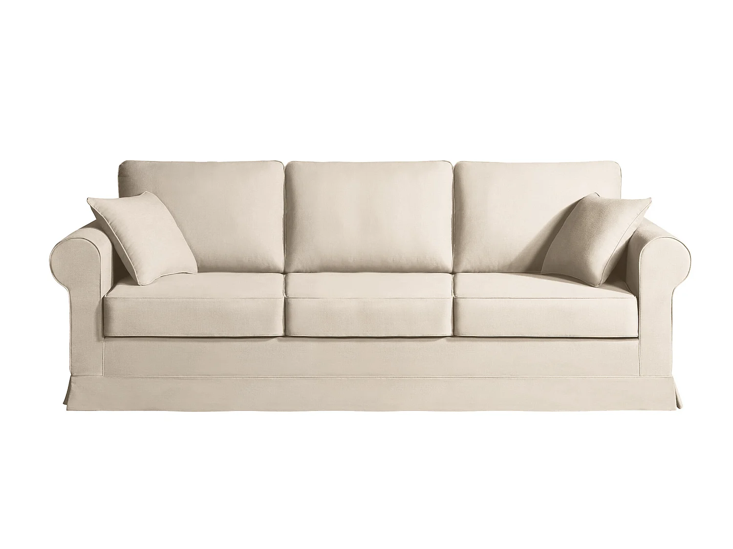 Canapé 5 pl COLME 230 cm fixe tissu Tradition Beige - 100% déhoussable - Fab. France