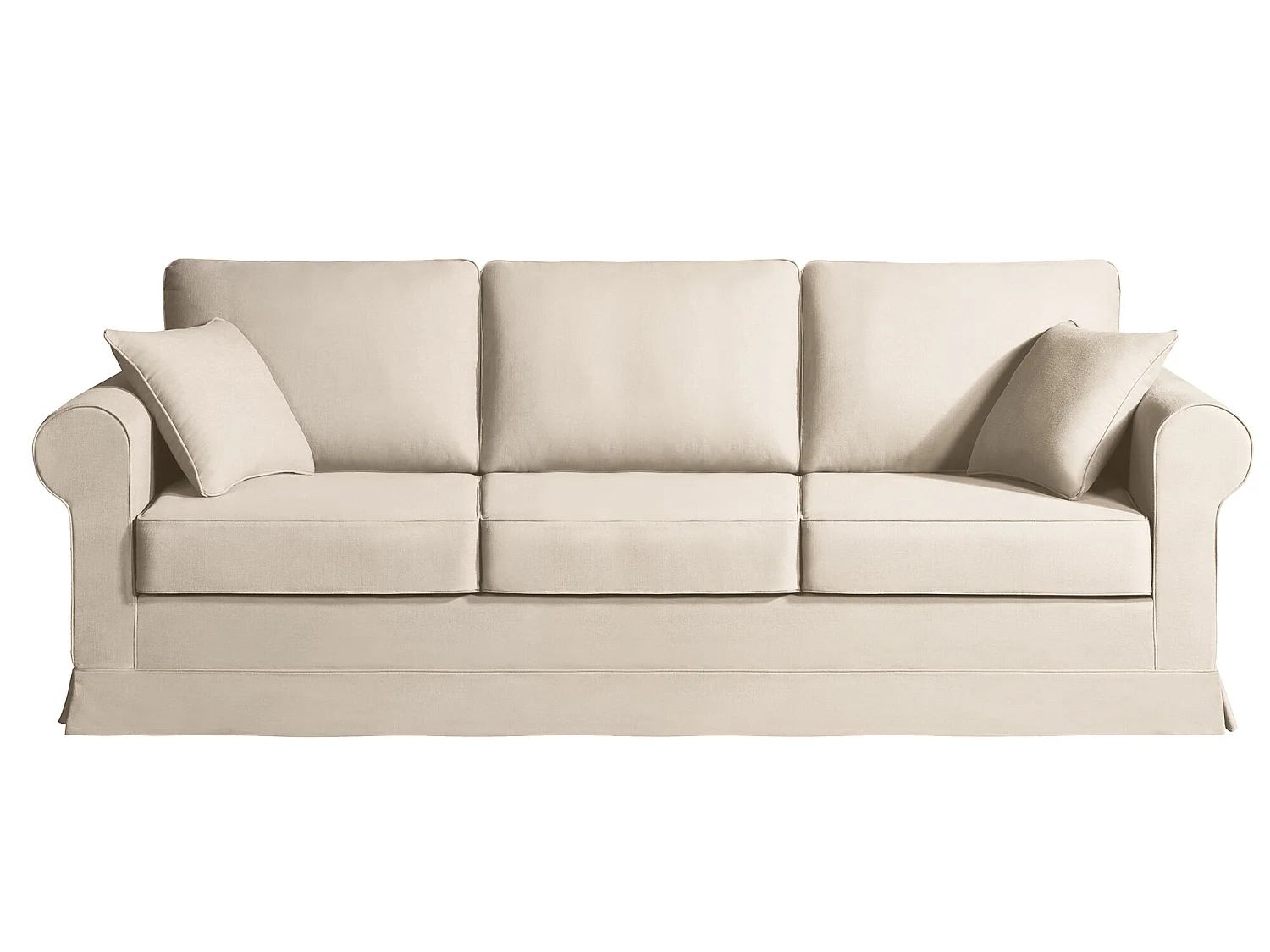 Canapé 5 pl COLME 230 cm fixe tissu Tradition Beige - 100% déhoussable - Fab. France