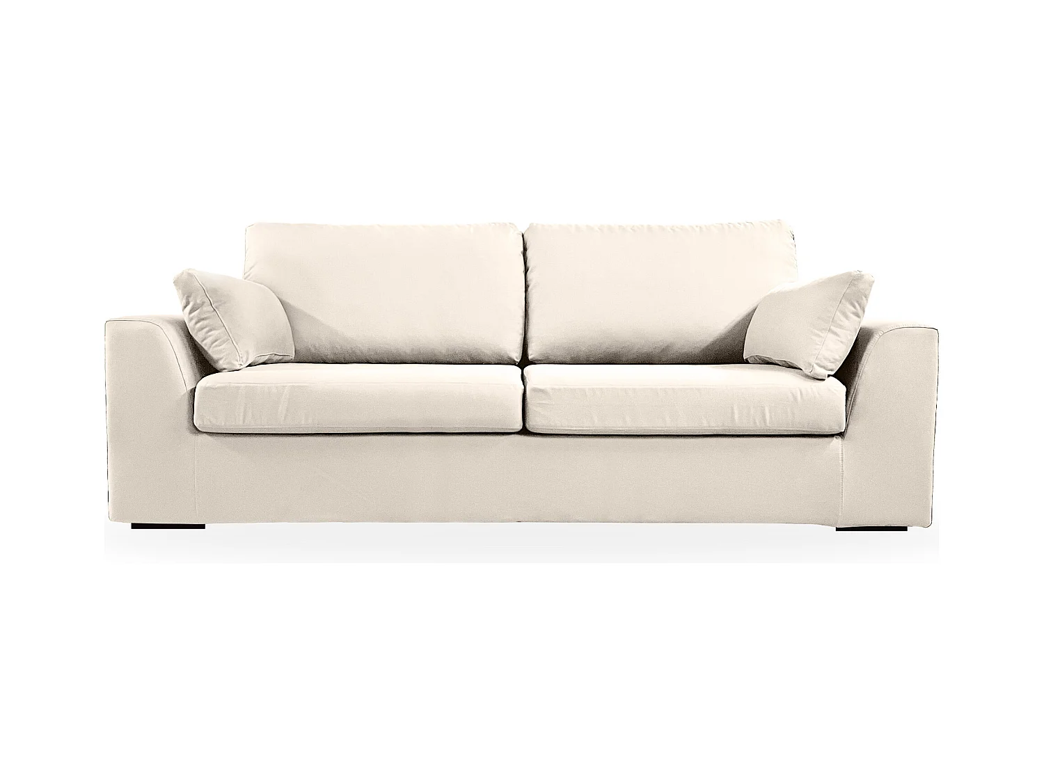Canapé 4 pl TRESSIN 170 cm fixe tissu coton Écru - 100% déhoussable - Fab. France