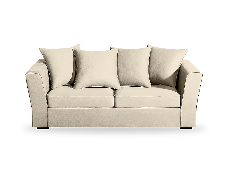 Canapé 3 pl YSER 200 cm fixe tissu Tradition Beige - 100% déhoussable - Fab. France