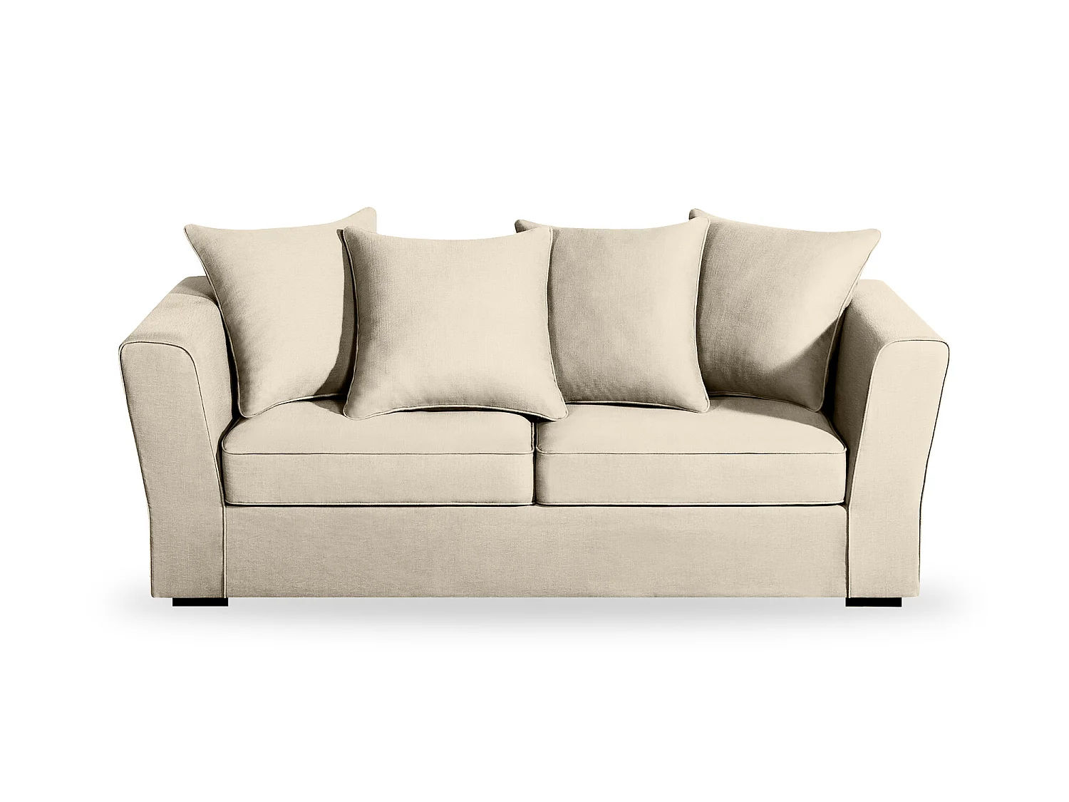 Canapé 3 pl YSER 200 cm fixe tissu Tradition Beige - 100% déhoussable - Fab. France