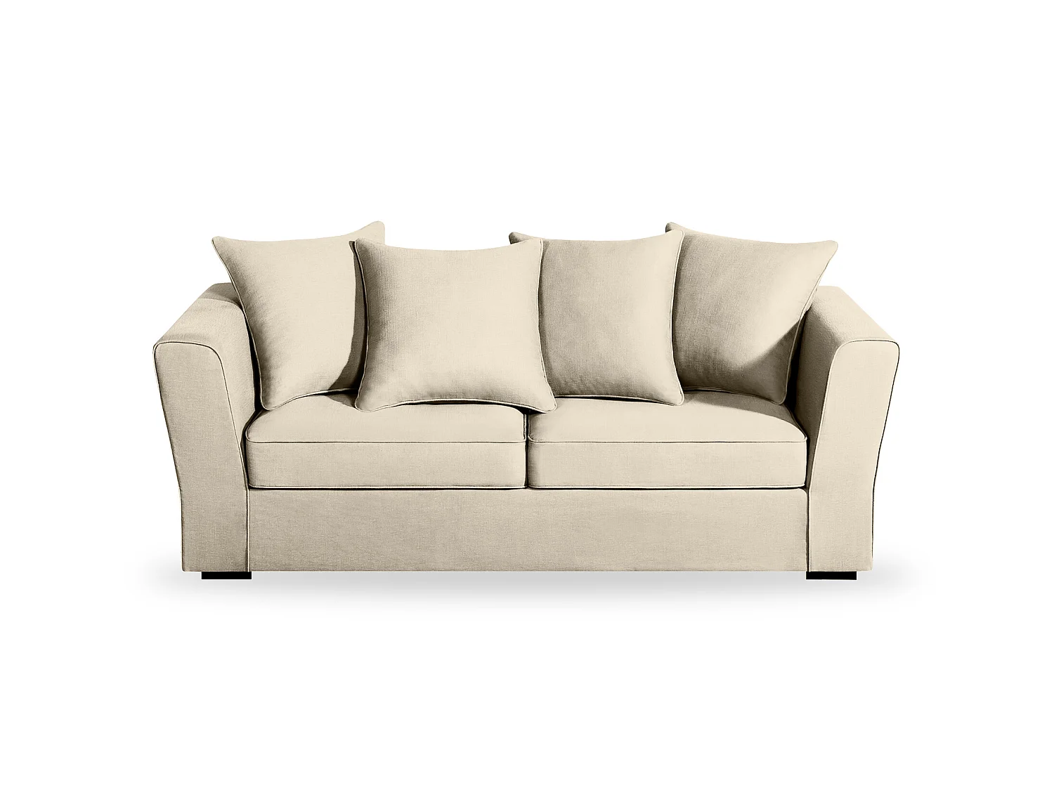 Canapé 3 pl YSER 200 cm fixe tissu Tradition Beige - 100% déhoussable - Fab. France