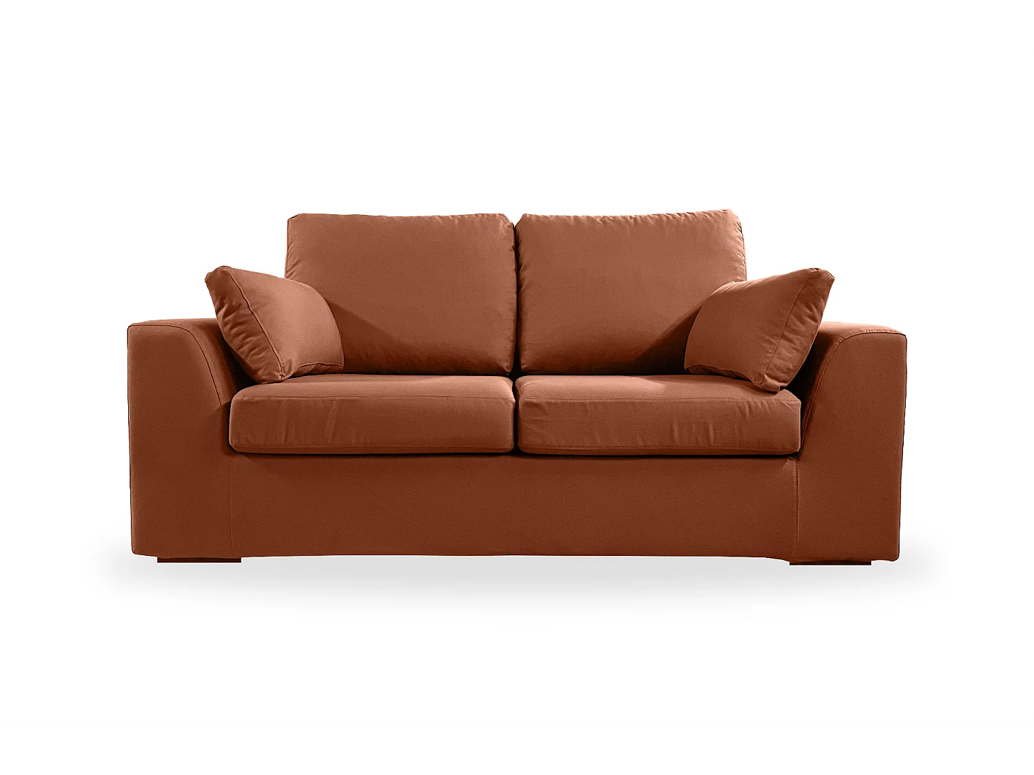 Canapé 2 pl TRESSIN 170 cm fixe tissu coton Terracotta - 100% déhoussable - Fab. France