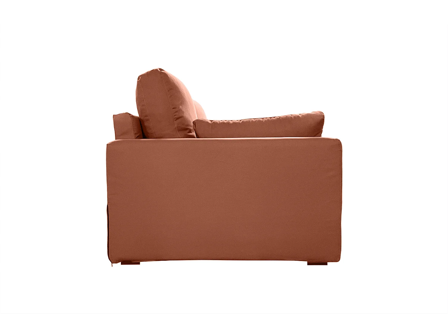 Canapé 2 pl TRESSIN 170 cm fixe tissu coton Terracotta - 100% déhoussable - Fab. France
