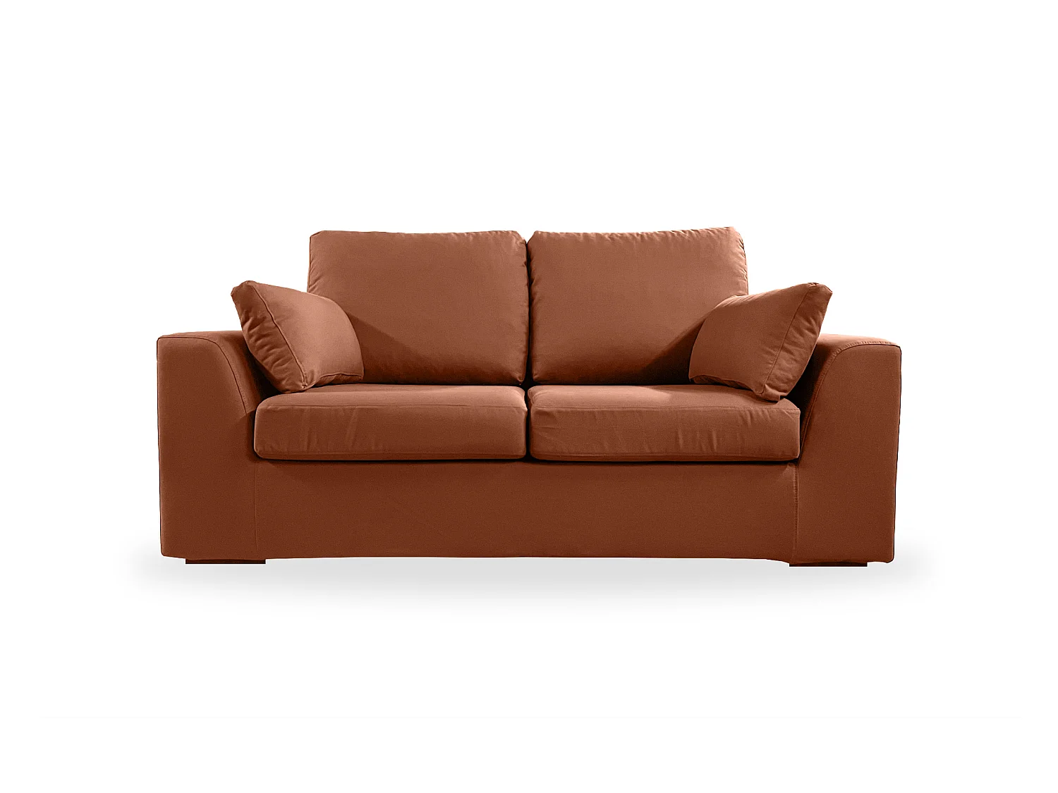 Canapé 2 pl TRESSIN 170 cm fixe tissu coton Terracotta - 100% déhoussable - Fab. France