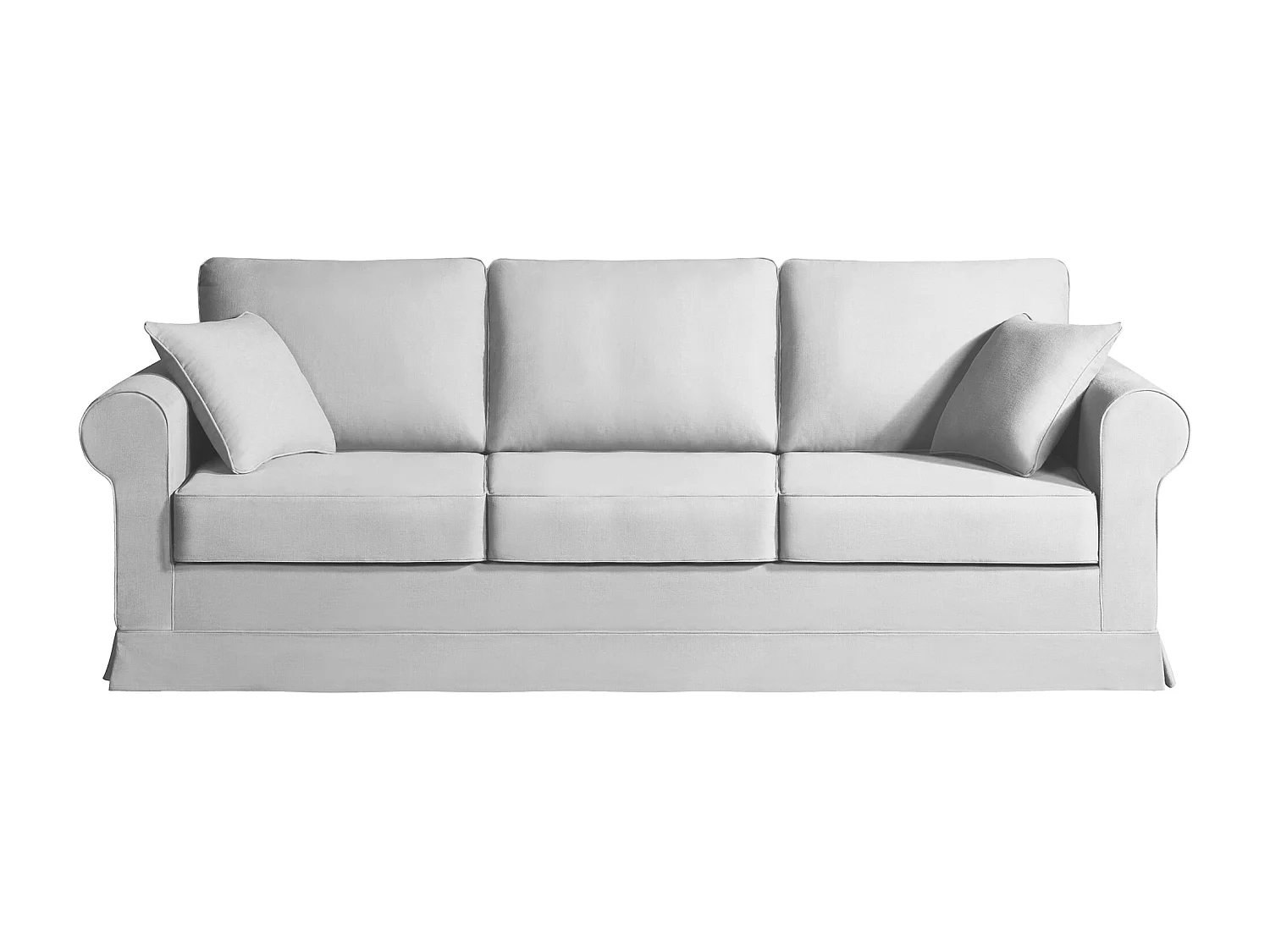 Canapé 5 pl COLME 230 cm fixe tissu Tradition Gris Clair - 100% déhoussable - Fab. France