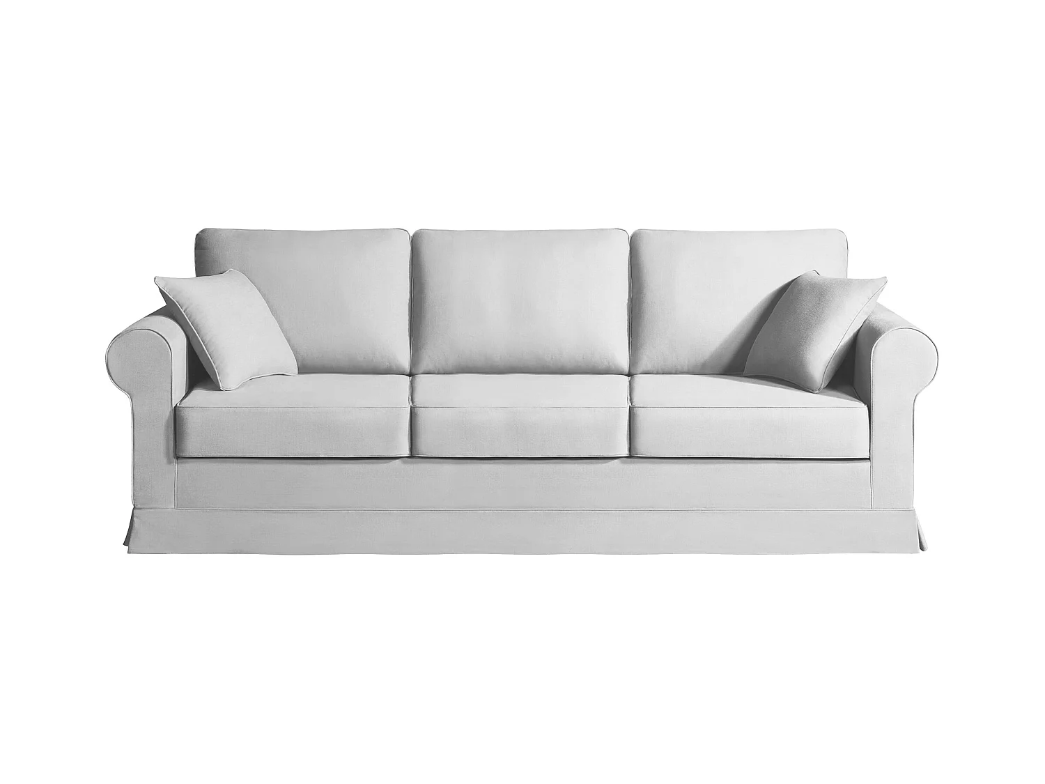Canapé 5 pl COLME 230 cm fixe tissu Tradition Gris Clair - 100% déhoussable - Fab. France