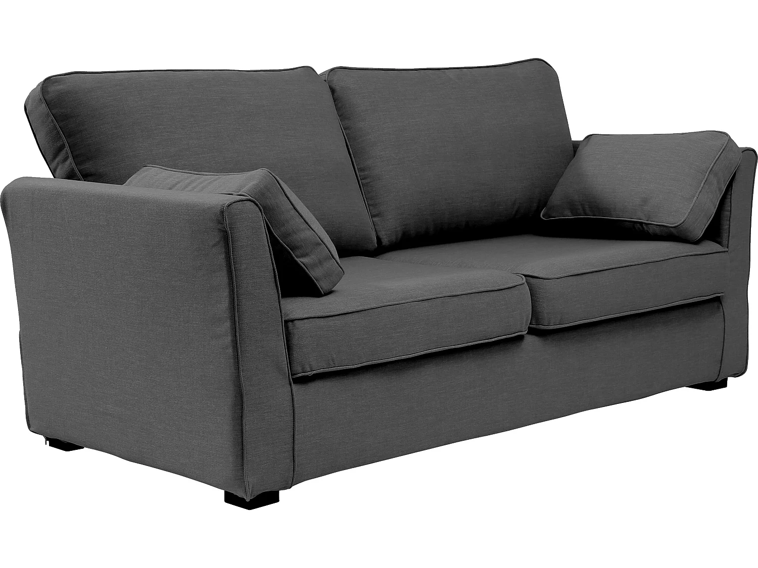 Canapé 3 pl ESCAUT 185 cm fixe tissu Tradition Anthracite - 100% déhoussable - Fab. France