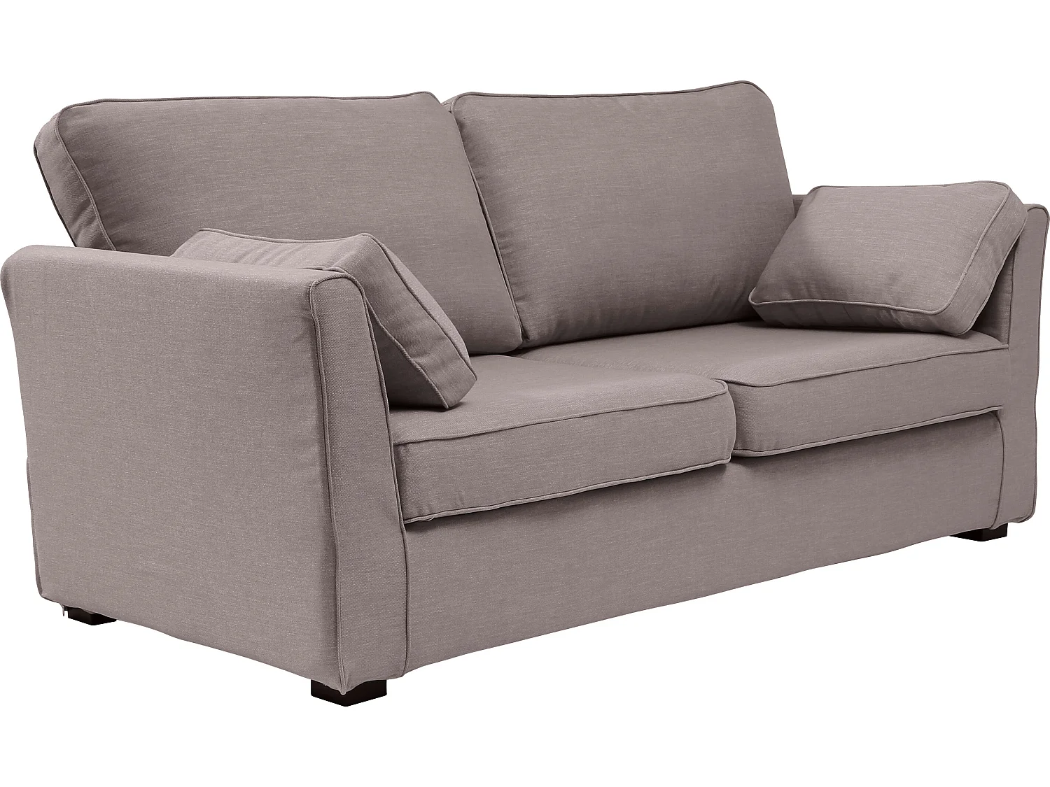 Canapé 3 pl ESCAUT 185 cm fixe tissu Tradition Taupe - 100% déhoussable - Fab. France