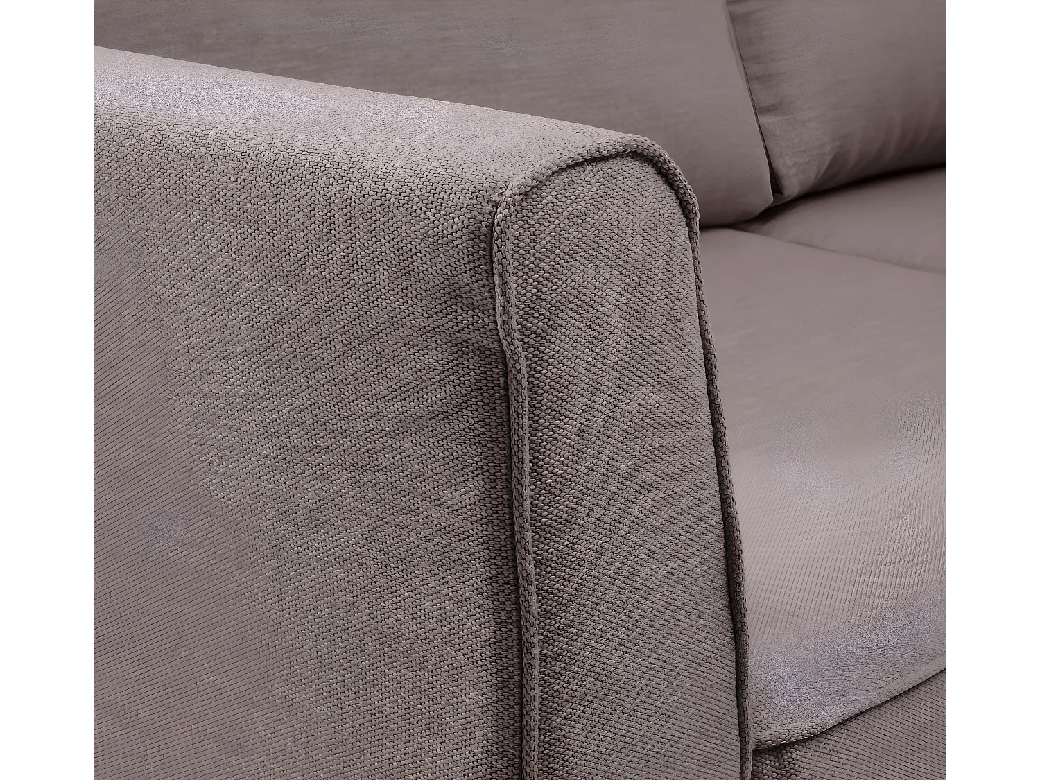 Canapé 3 pl ESCAUT 185 cm fixe tissu Tradition Taupe - 100% déhoussable - Fab. France