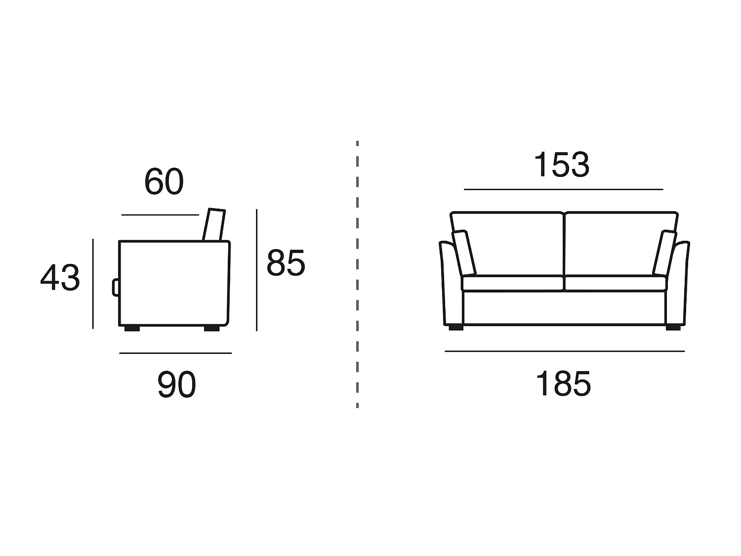 Canapé 3 pl ESCAUT 185 cm fixe tissu Tradition Taupe - 100% déhoussable - Fab. France