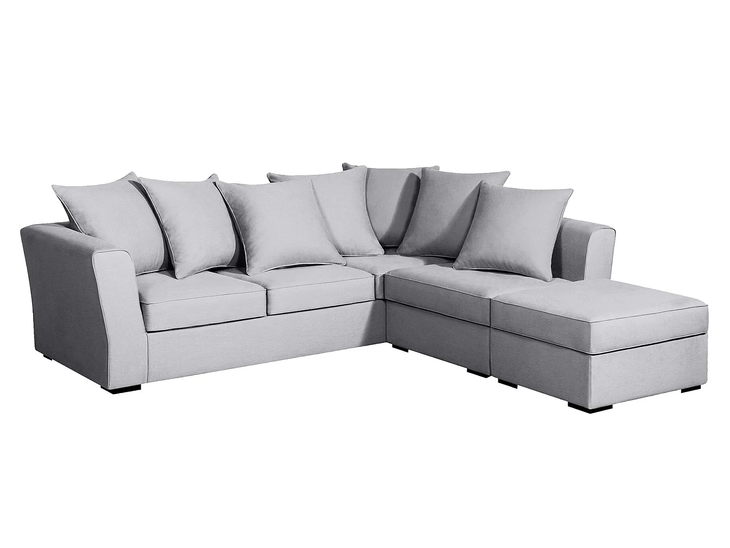 Canapé d'angle YSER fixe 240 x 236 cm Tradition Gris Clair - 100% déhoussable - Fab. en France