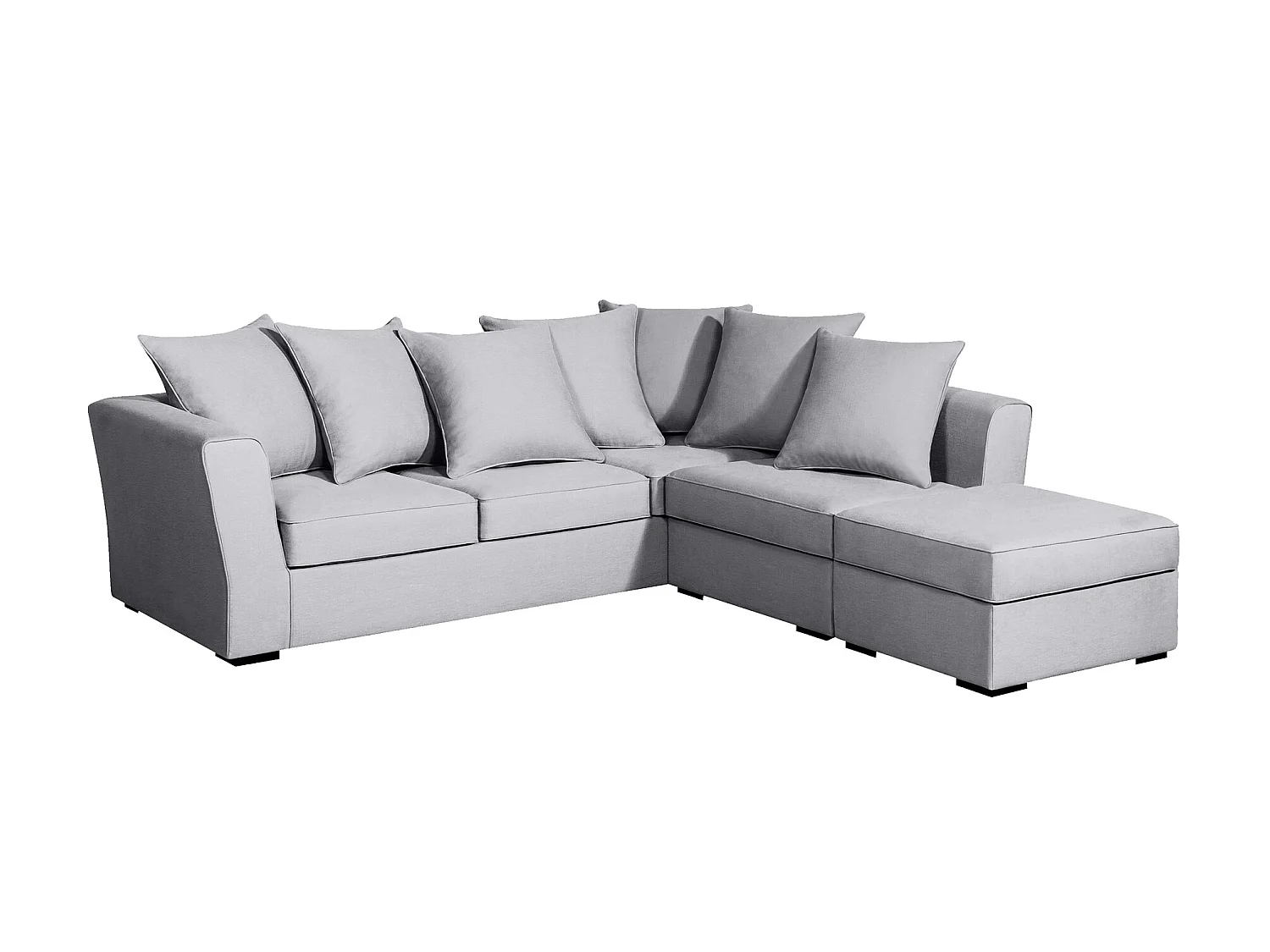 Canapé d'angle YSER fixe 240 x 236 cm Tradition Gris Clair - 100% déhoussable - Fab. en France