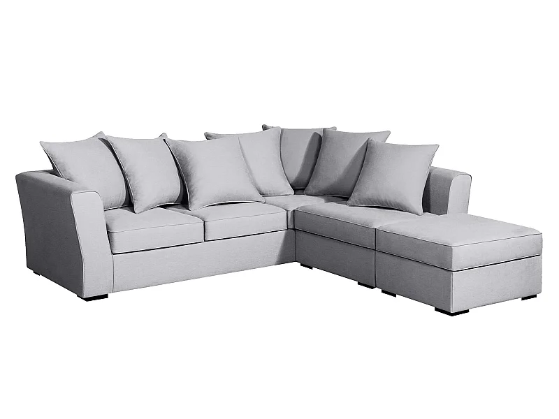 Canapé d'angle YSER fixe 240 x 236 cm Tradition Gris Clair - 100% déhoussable - Fab. en France
