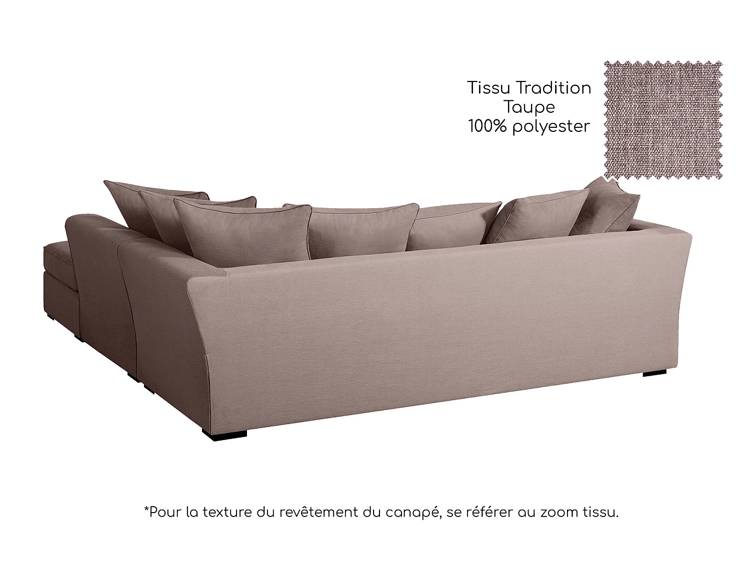 Canapé d'angle YSER fixe 240 x 236 cm Tradition Taupe - 100% déhoussable - Fab. en France