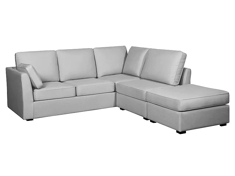 Canapé d'angle ESCAUT fixe 225 x 237 cm Tradition Gris Clair - 100% déhoussable - Fab. en France