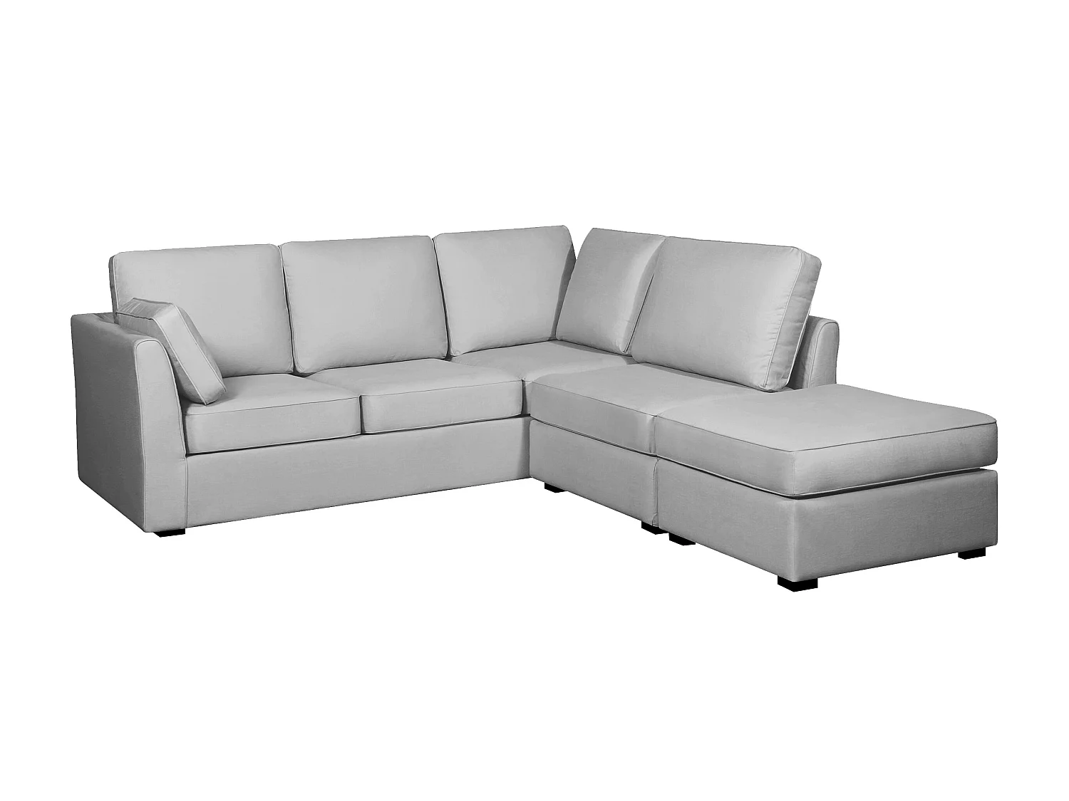 Canapé d'angle ESCAUT fixe 225 x 237 cm Tradition Gris Clair - 100% déhoussable - Fab. en France