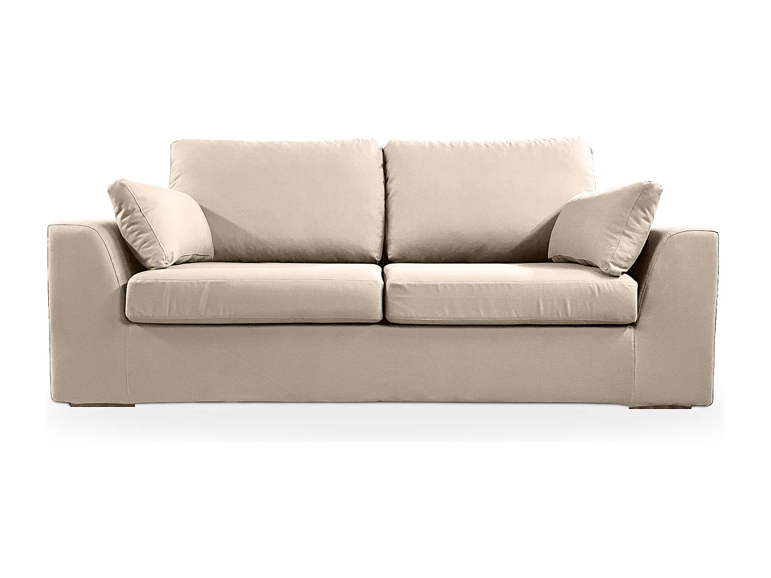 Canapé 3 pl TRESSIN 170 cm fixe tissu coton Taupe - 100% déhoussable - Fab. France