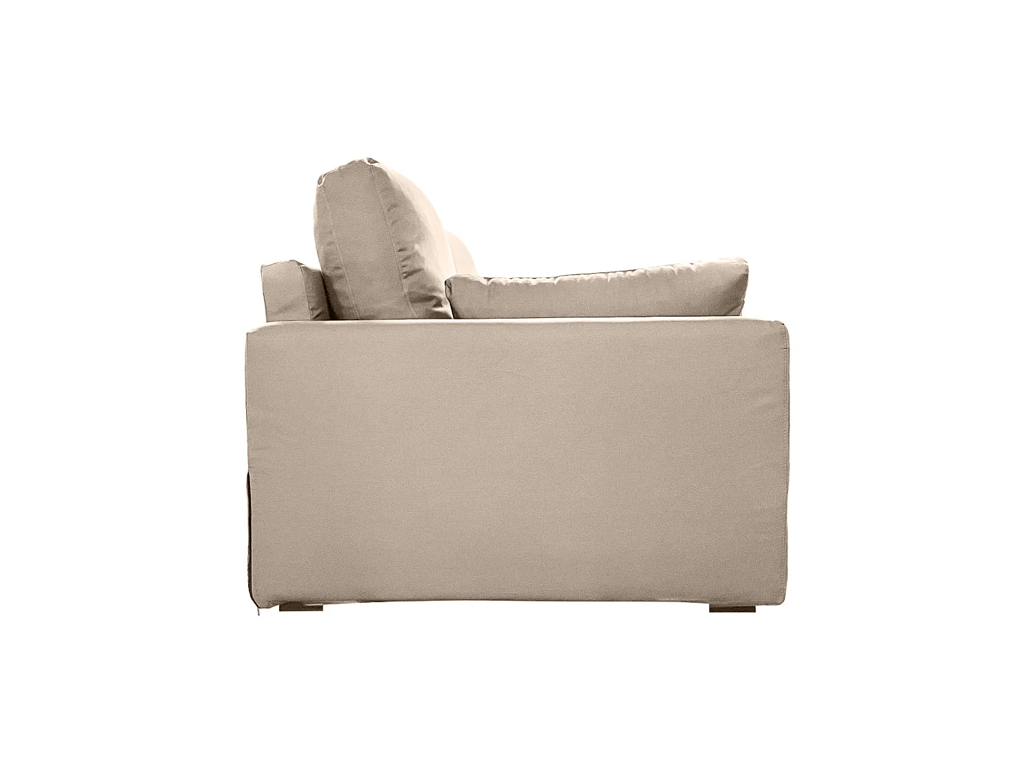 Canapé 3 pl TRESSIN 170 cm fixe tissu coton Taupe - 100% déhoussable - Fab. France
