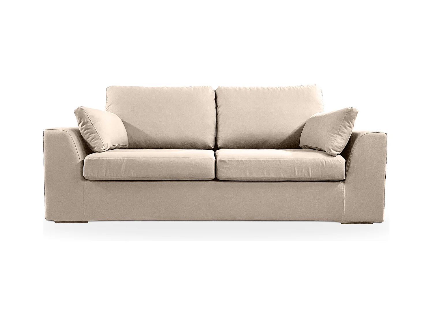 Canapé 3 pl TRESSIN 170 cm fixe tissu coton Taupe - 100% déhoussable - Fab. France