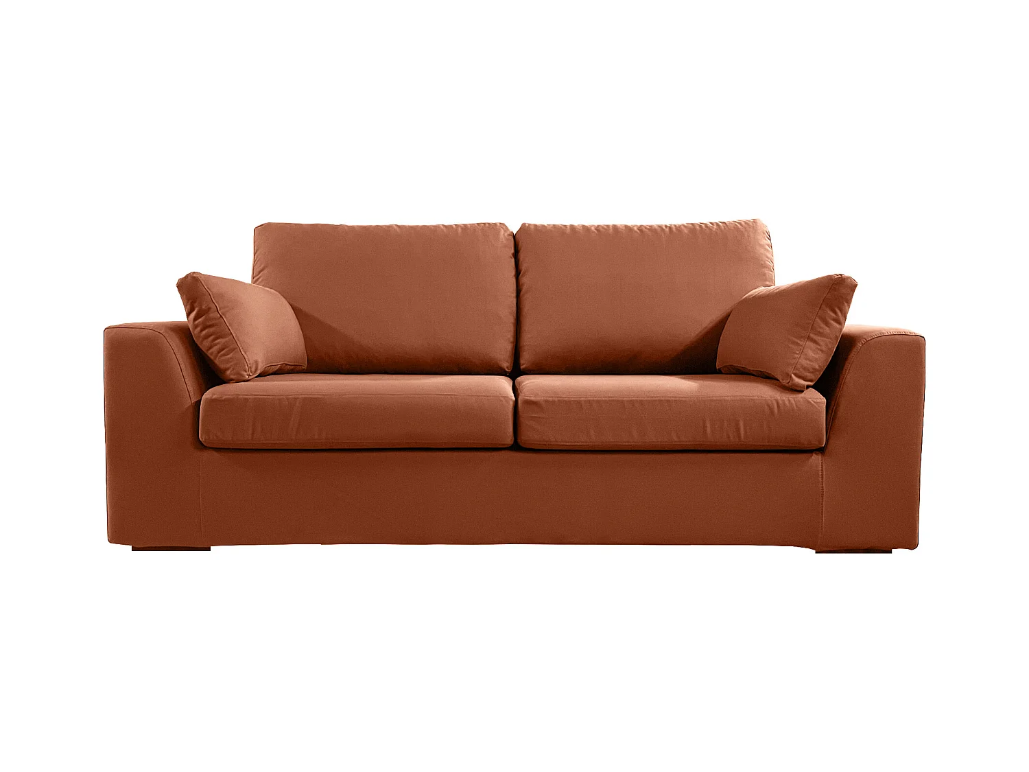 Canapé 3 pl TRESSIN 170 cm fixe tissu coton Terracotta - 100% déhoussable - Fab. France
