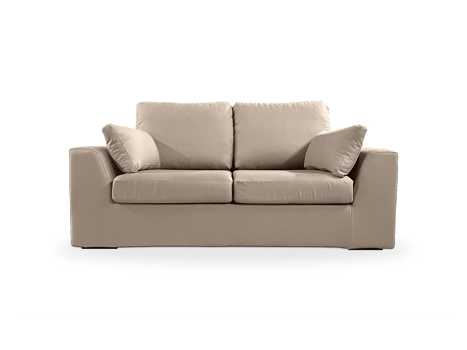 Canapé 2 pl TRESSIN 170 cm fixe tissu coton Taupe - 100% déhoussable - Fab. France