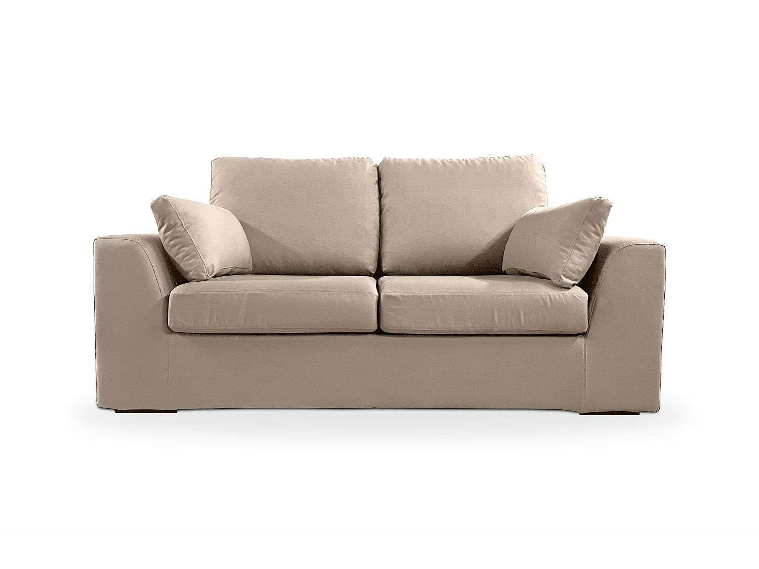 Canapé 2 pl TRESSIN 170 cm fixe tissu coton Taupe - 100% déhoussable - Fab. France