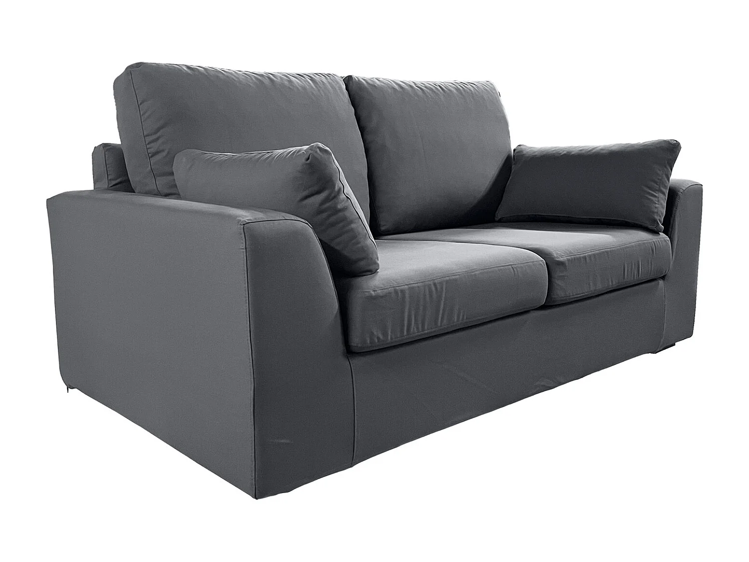 Canapé 4 pl TRESSIN 170 cm fixe tissu coton Anthracite - 100% déhoussable - Fab. France