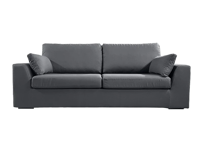 Canapé 4 pl TRESSIN 170 cm fixe tissu coton Anthracite - 100% déhoussable - Fab. France