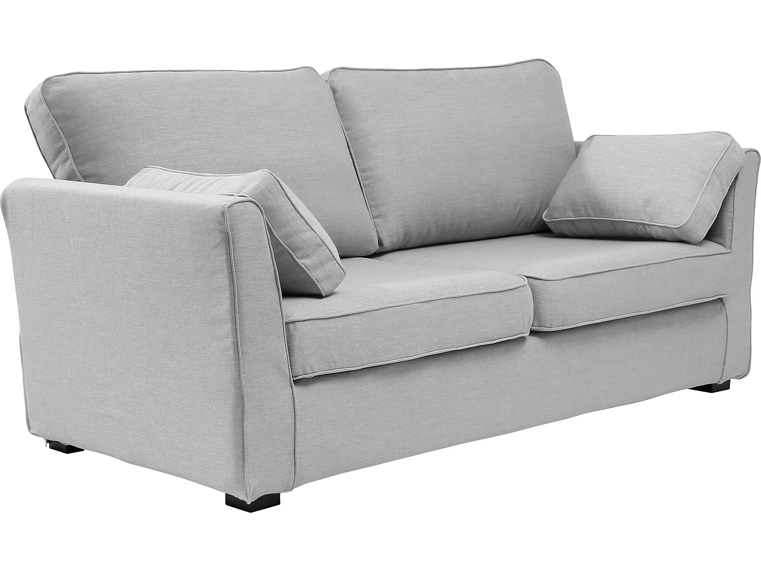 Canapé 3 pl ESCAUT 185 cm fixe tissu Tradition Gris Clair - 100% déhoussable - Fab. France
