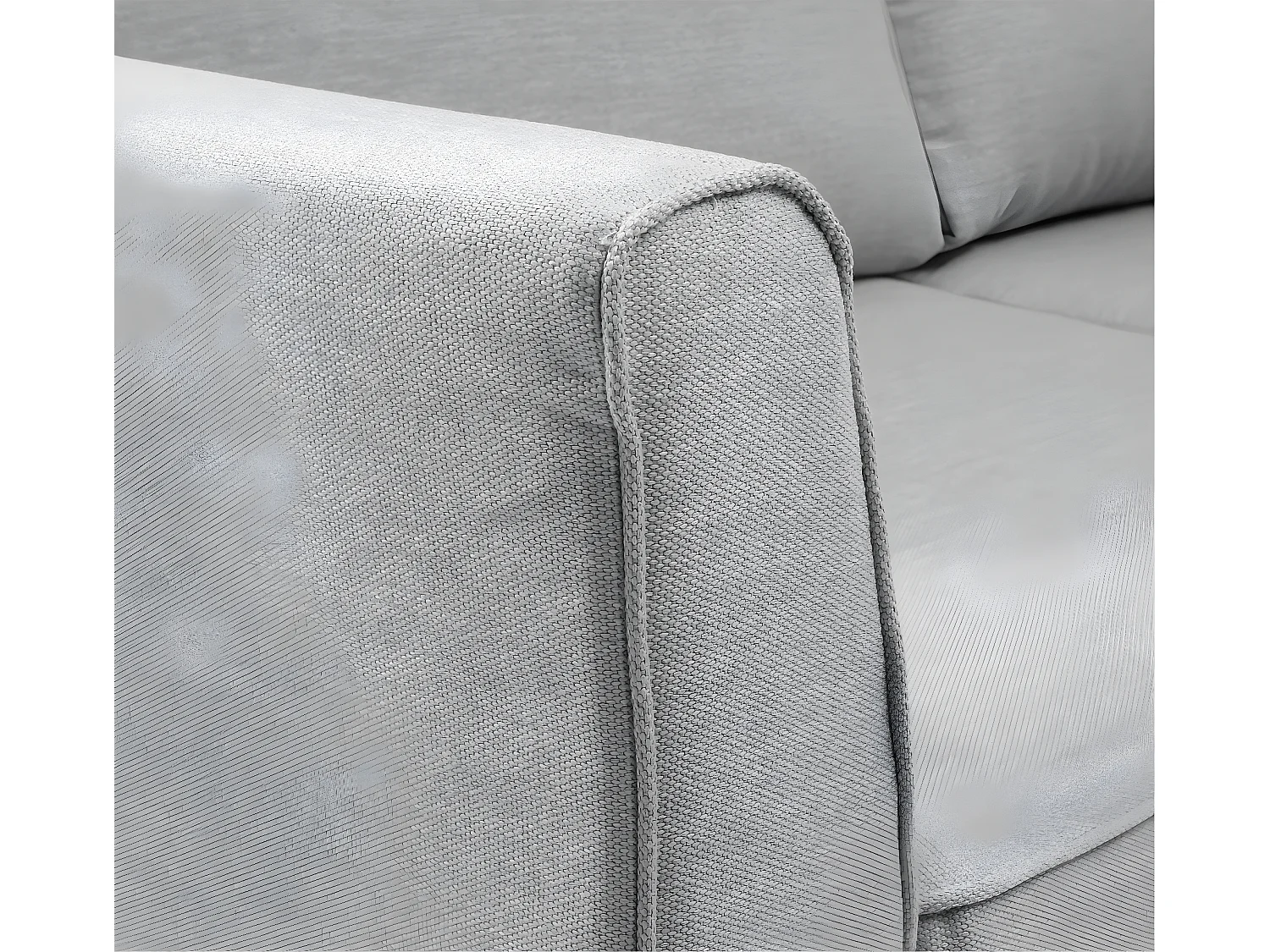 Canapé 3 pl ESCAUT 185 cm fixe tissu Tradition Gris Clair - 100% déhoussable - Fab. France