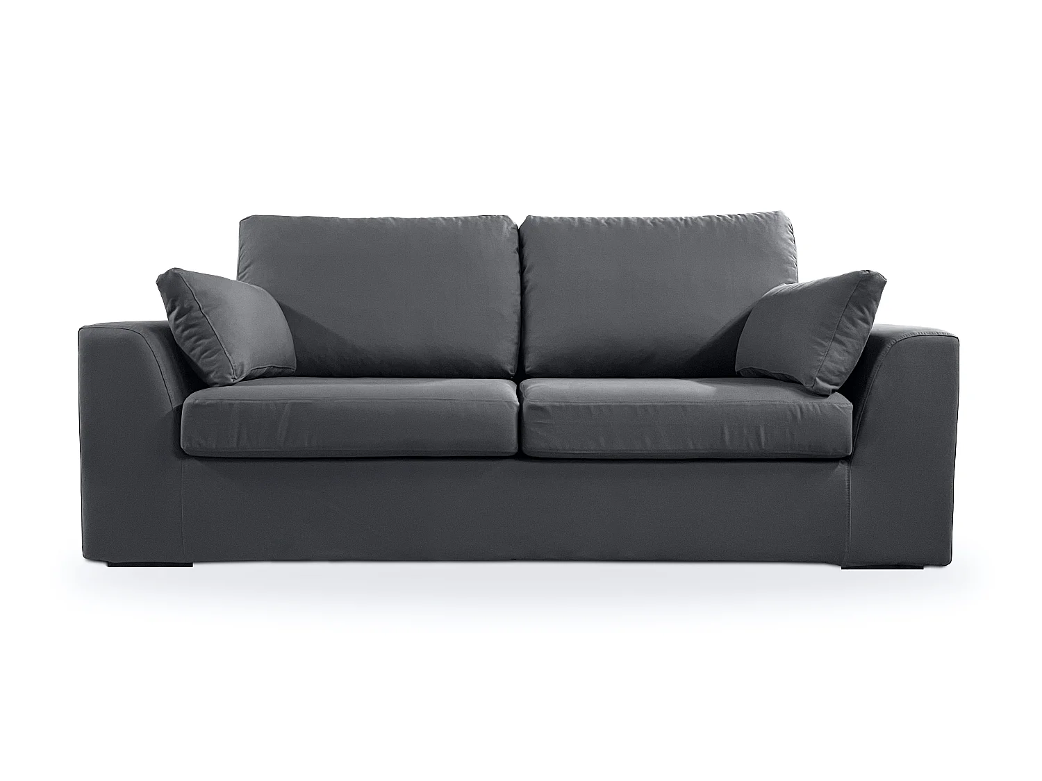 Canapé 3 pl TRESSIN 170 cm fixe tissu coton Anthracite - 100% déhoussable - Fab. France