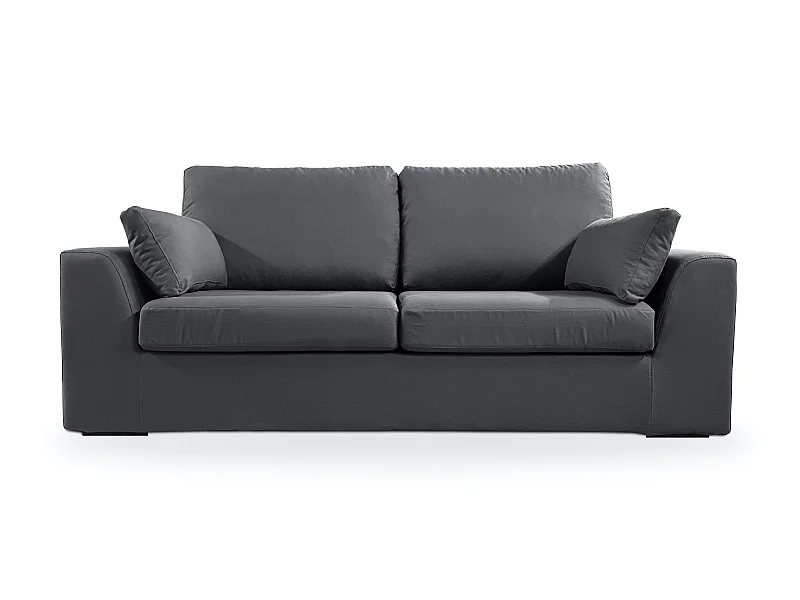 Canapé 3 pl TRESSIN 170 cm fixe tissu coton Anthracite - 100% déhoussable - Fab. France