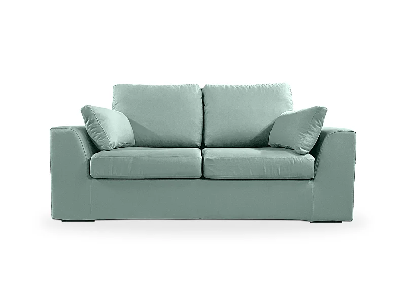 Canapé 2 pl TRESSIN 170 cm fixe tissu coton Céladon - 100% déhoussable - Fab. France