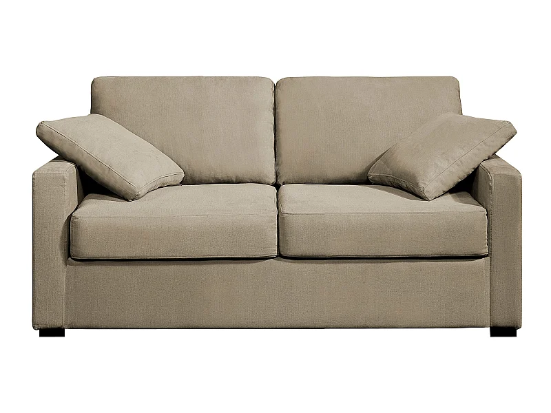 Canapé 2 pl LYS 155 cm fixe tissu Havane 100% Coton - 100% déhoussable - Fab. France