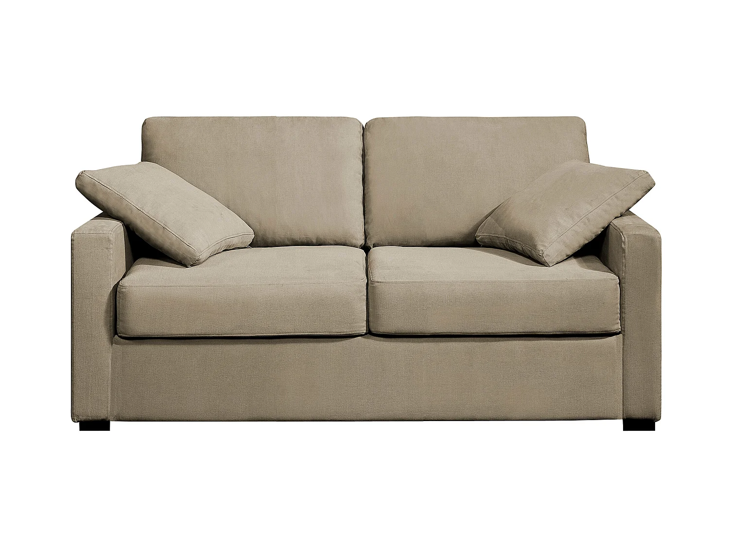 Canapé 2 pl LYS 155 cm fixe tissu Havane 100% Coton - 100% déhoussable - Fab. France