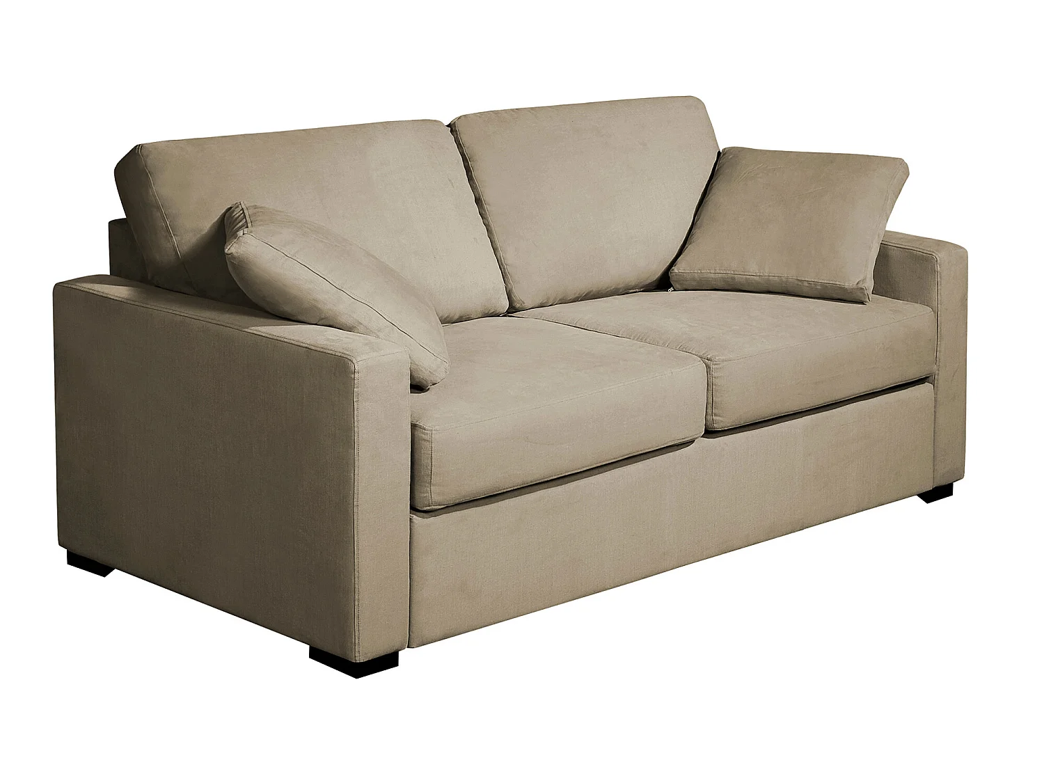 Canapé 2 pl LYS 155 cm fixe tissu Havane 100% Coton - 100% déhoussable - Fab. France