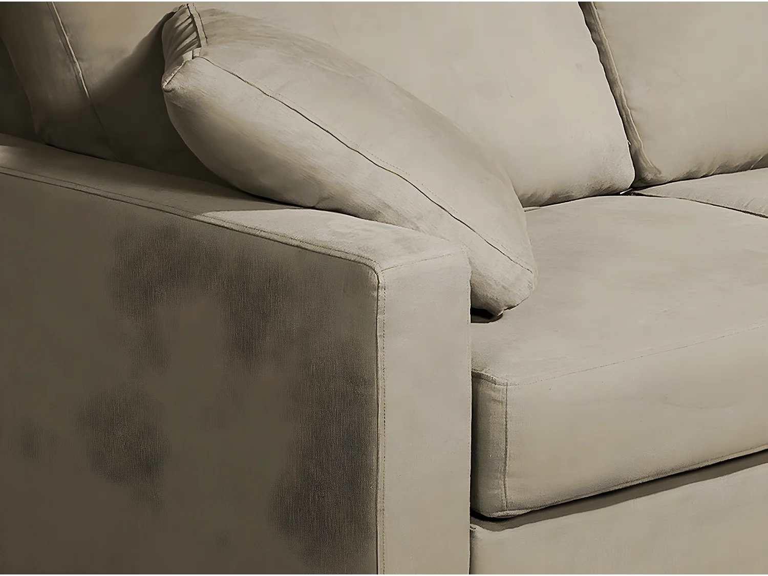 Canapé 2 pl LYS 155 cm fixe tissu Havane 100% Coton - 100% déhoussable - Fab. France