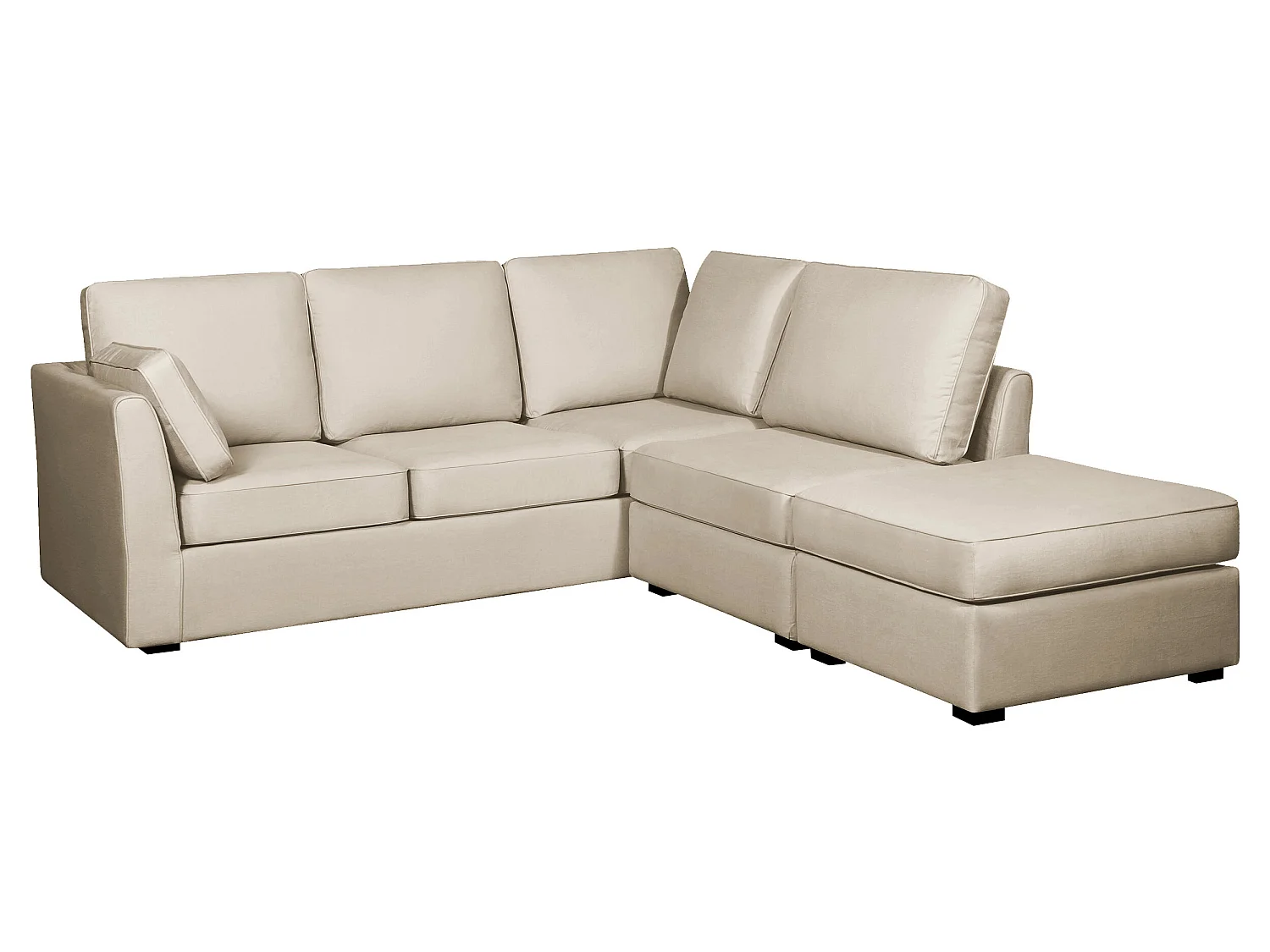 Canapé d'angle ESCAUT fixe 225 x 237 cm Tradition Beige - 100% déhoussable - Fab. en France