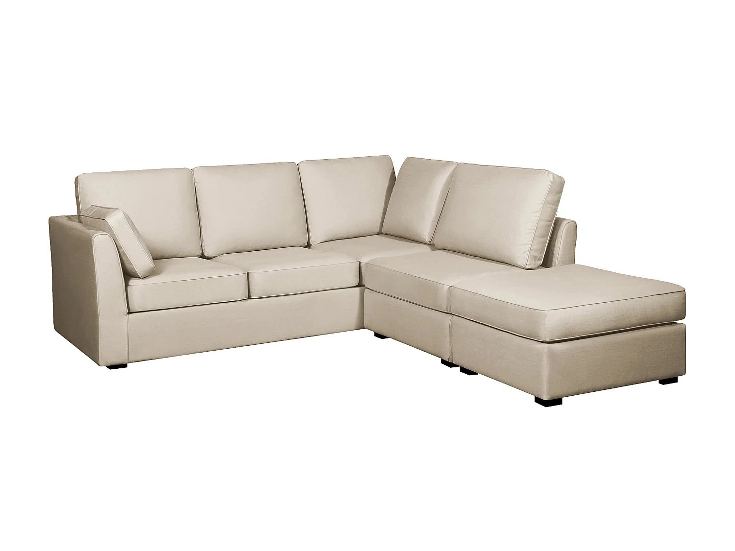 Canapé d'angle ESCAUT fixe 225 x 237 cm Tradition Beige - 100% déhoussable - Fab. en France
