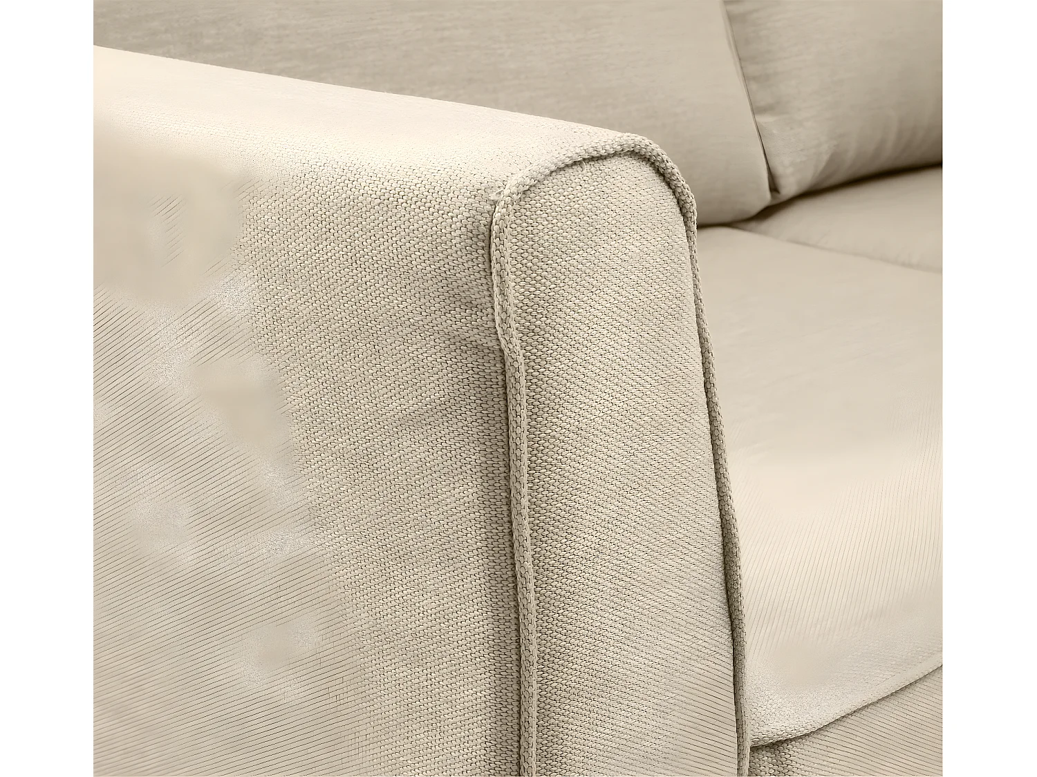 Canapé d'angle ESCAUT fixe 225 x 237 cm Tradition Beige - 100% déhoussable - Fab. en France