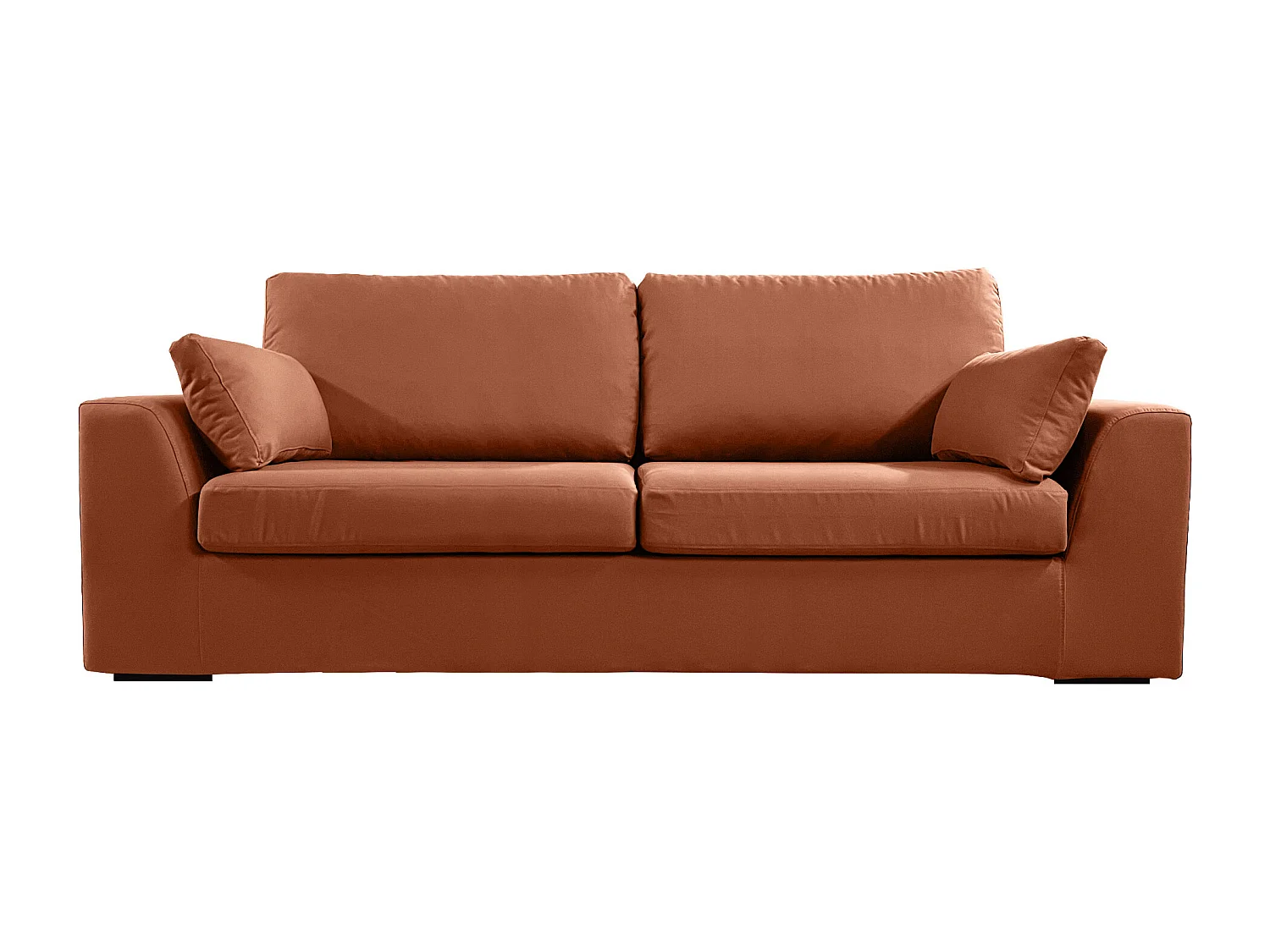 Canapé 4 pl TRESSIN 170 cm fixe tissu coton Terracotta - 100% déhoussable - Fab. France