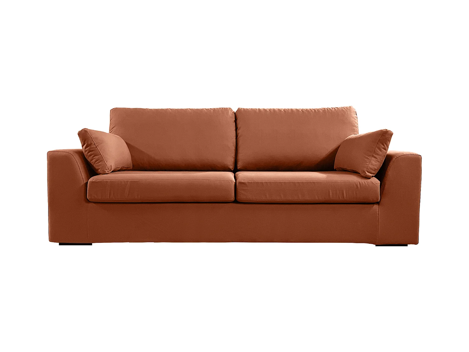 Canapé 4 pl TRESSIN 170 cm fixe tissu coton Terracotta - 100% déhoussable - Fab. France