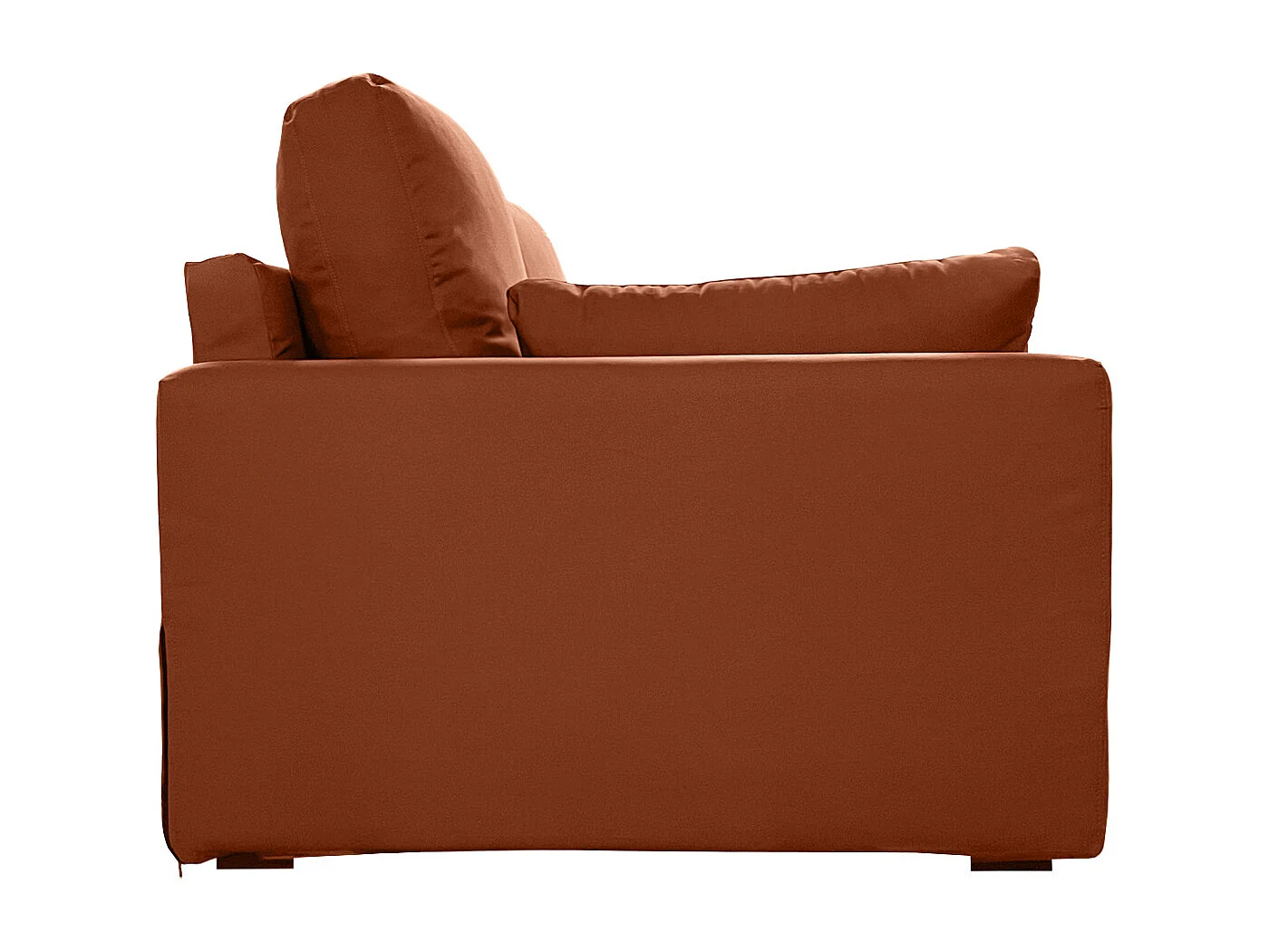 Canapé 4 pl TRESSIN 170 cm fixe tissu coton Terracotta - 100% déhoussable - Fab. France
